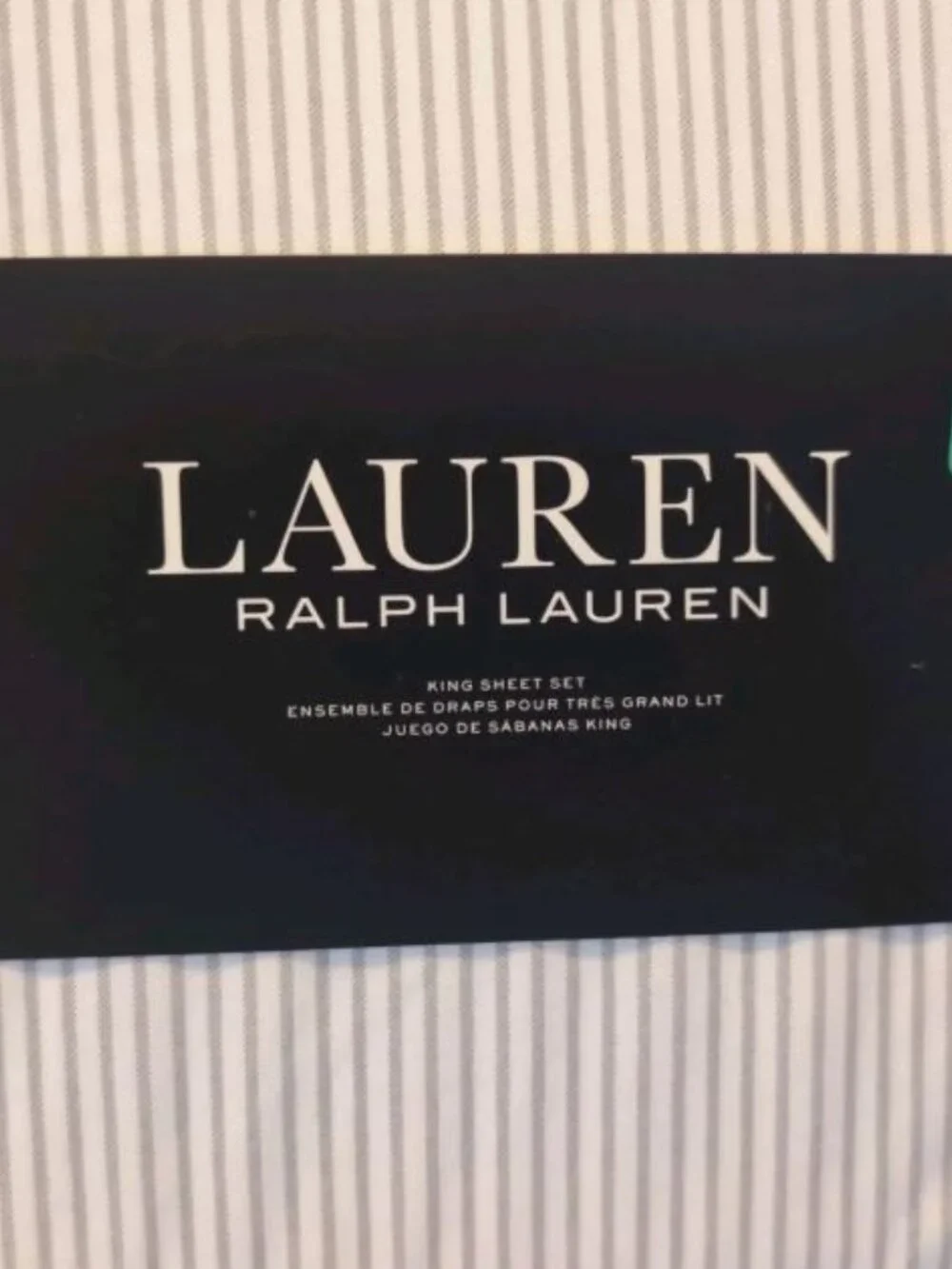 Lauren Ralph Lauren Striped Cotton Sheet Set - King - NEW